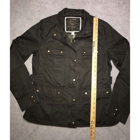 J Crew Boyfriend Field Jacket Women's Medium Military‎ Olive Green Gold Button - Picture 6 of 15